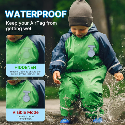 Waterproof Airtag Holder for Kids (2 Pack), Air Tag Case with Pin Hidden, Kids Airtag Clip GPS Tracker Safe Cover