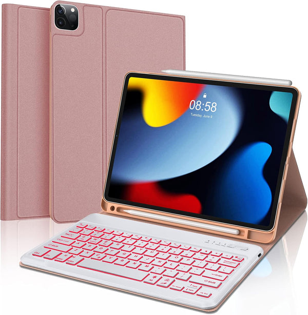 SENGBIRCH Backlit Keyboard for iPad Air 13 inch (M2) 2024, iPad Pro 12.9, Detachable Bluetooth Wireless Keyboard, Pink