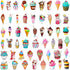 ZESHENGBD 50Pcs Ice Cream Cone Stickers Waterproof Vinyl Decals for Adult Teen Kids Cup Water Bottles Laptop Luggage