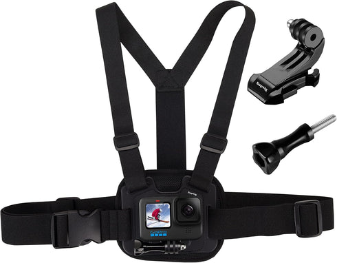Suptig Adjustable Chest Mount Strap for GoPro Hero 12, 11, 10, 9, 8, 7, 5, 4, 3, AKASO, DJI Osmo (Black)