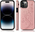 Asuwish Case for iPhone 15 Pro 6.1 inch, with Tempered Glass Screen Protector, Card Holder Wallet Cover, Rose Gold