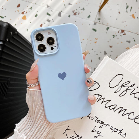 Jmltech Silicone Case for iPhone 13 Pro Max, Slim Blue Heart Design with Soft Microfiber Lining