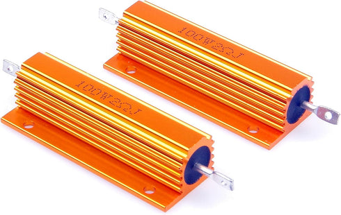 100 Watt 2 Ohm 5% Wirewound Resistor - Electronic Aluminium Shell Resistors Gold (Pack of 2)