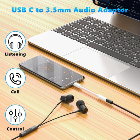 Lezaface USB-C to 3.5mm Female Headphone Jack Adapter, 2Pack, Compatible with iPhone 15/15 Plus/15 Pro/15 Pro Max