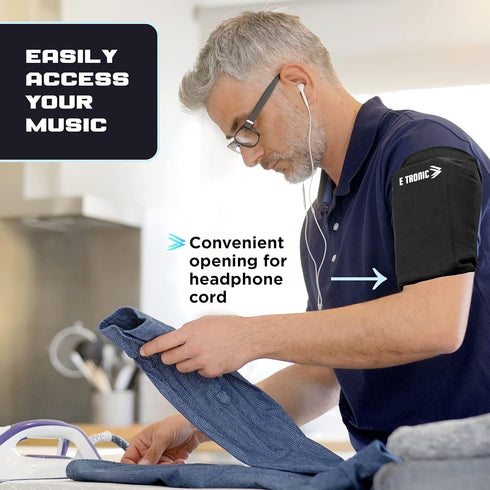 E Tronic Edge Phone Holder for Running, Black, Large, Cell Phone Arm Bands with Reflective Logo