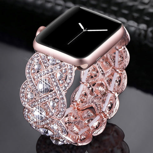 VIQIV Bling Bands for Apple Watch 40mm 44mm - Diamond Rhinestone Stainless Steel Metal Bracelet Strap for Women