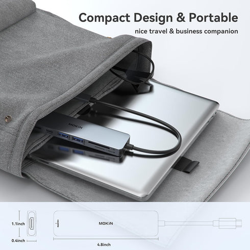 MOKiN USB C Hub HDMI Adapter, 7 in 1 Dongle for MacBook Pro/Air, USB C Data Port, HDMI, SD/TF Reader, 100W PD