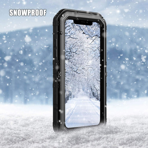 Mitywah Waterproof Case for iPhone 11, Heavy Duty Metal Full Body Protective Case, Shockproof Rugged Defender, Black