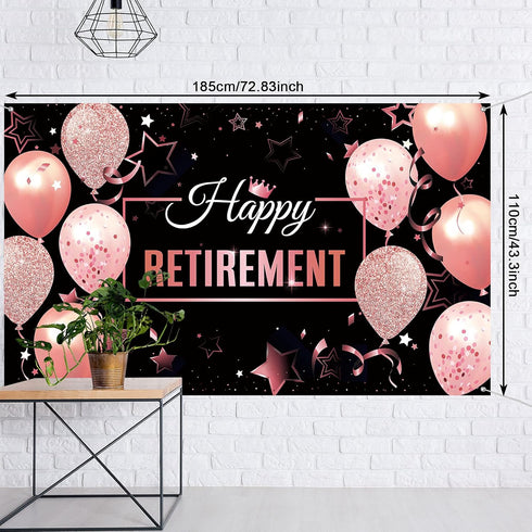 Blulu Retirement Party Decorations, Extra Large Fabric Retire Sign Banner Photo Booth Backdrop, 72.8 x 43.3 Inch