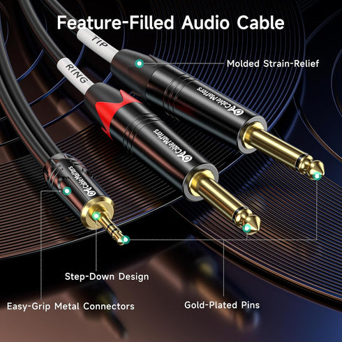 3.5mm 6.35mm 6ft, 1/8 1/4 3.5mm 1/4 Cable Matters TRS to Dual TS Breakout Cable - to Stereo Cable, to Y Splitter Cord