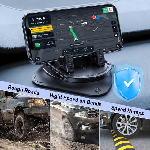 Masansan 360 Rotate Phone Mount Car Phone Holder with Spring Clip No-Slip Dashboard Phone Stand Case-Friendly Mount