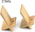 IFAMIO 2 Pack Bamboo Cell Phone Stand Wooden Phone Holder Tablet Desk Stand with Charging Hole Portable Phone Table Stand Desk Organizer Compatible with iPhone Smart Phone iPad Tablet