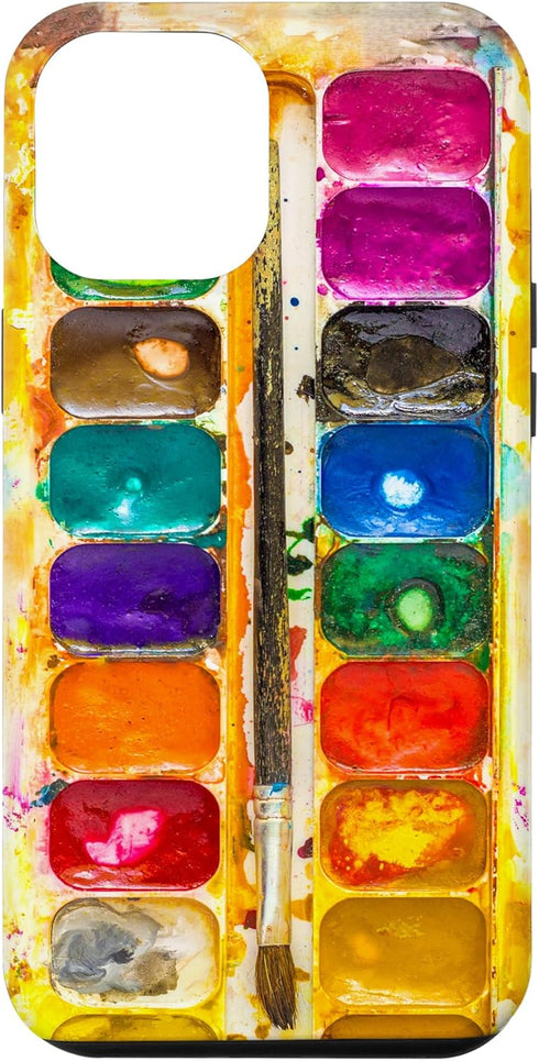 Watercolor Paints Palette & Paintbrush Case for iPhone 15 Pro Max - Perfect for Artists!