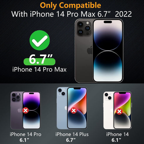 Fotbor 2 Pack Privacy Screen Protector for iPhone 14 Pro Max, Anti Spy Full Coverage Film, Shockproof 9H Tempered Glass