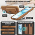 TUCCH Case for iPhone 15, Removable Card Wallet, RFID Blocking, Magnetic Wireless Charging, Brown, Compatible with