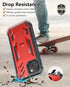 Protective Case for iPhone 13/14, Heavy Duty Military Grade Cover with Built-in Kickstand, Shock Proof Red