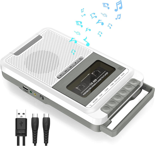 Gracioso Cassette Player Recorder Converter,Record to Cassettes/USB/SD Card via Mic, Portable Cassette to