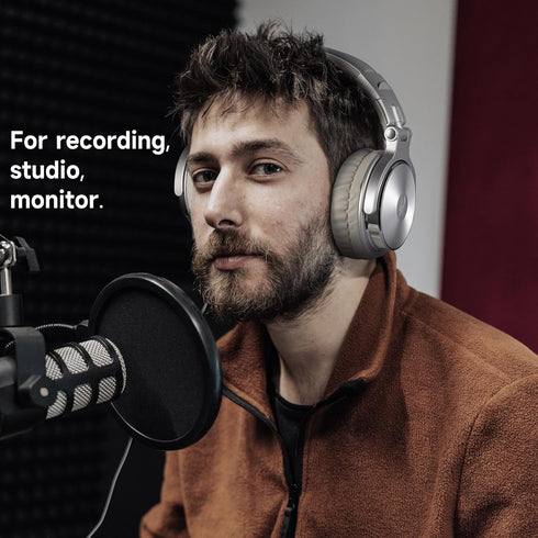 OneOdio Over Ear Headphone, Wired Bass Headsets with 50mm Driver, Foldable with Share Port and Mic