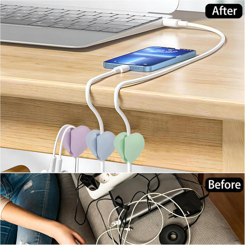 40 Pack Cable Management Clips, Adhesive Cord Holder Clips for Desk, Home, Office, Car, Nightstand (Pink Blue Green