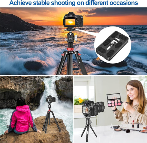 CAVIX PU-70 (1/4-20 Extended Quick Release Plate Lightweight Aluminum Alloy, Arca-Swiss Compatible with Non-Slip Pad