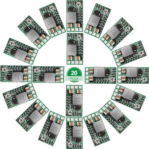 Weewooday 20 Pieces Mini Voltage Reducer Module, Adjustable DC 4.5-24V to 5V 3A Buck Converter Power Supply