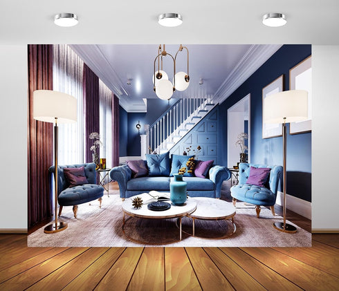 BELECO 9x6ft Fabric Luxury Living Room Backdrop Modern House Interior Cozy Sofa Window