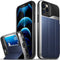 VENA vCommute Wallet Case for Apple iPhone 12 / iPhone 12 Pro (6.1"-inch), Blue Flip Leather Cover with Kickstand