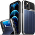 VENA vCommute Wallet Case for Apple iPhone 12 / iPhone 12 Pro (6.1"-inch), Blue Flip Leather Cover with Kickstand