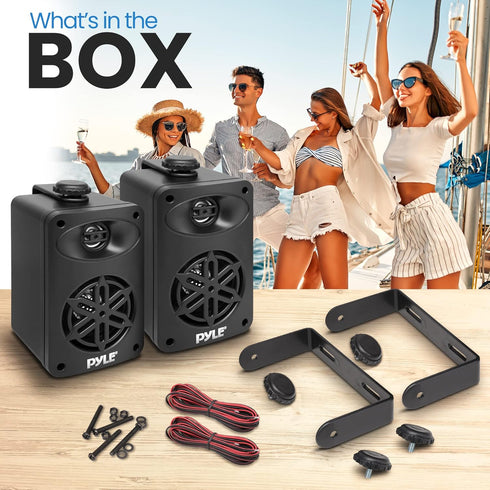 PYLE Outdoor Speakers, Waterproof Marine Grade, Universal Mounting, Heavy Duty ABS Construction for Indoor/Outdoor Use