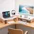 40LB ARCOBIS Monitor Stand Riser, White Metal & Wood Computer Monitor Stand Riser for Desk, Max Load Capacity