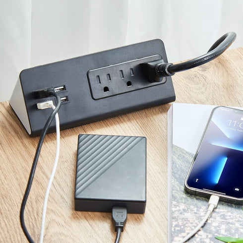 Desk Edge Mount Power Strips with USB Ports, UL Plug Outlets, 1250 Joules Surge Protector for Home Office