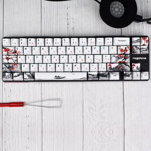 MOLGRIA Keycaps Set, 71 Custom PBT OEM Profile Keycaps with Japanese Font and Keycap Puller for Cherry MX 71/61 60