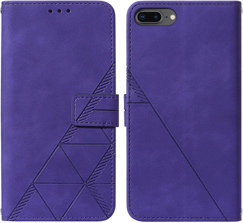 Wallet for iPhone 8 Plus Case - iPhone 7 Plus, 6/6S Plus Case with Kickstand, Wrist Strap, Card Holder (Purple)
