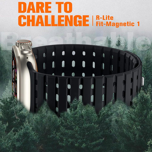 Compatible with Apple Watch Ultra 2/Ultra Band 49mm/45mm/44mm/42mm Men Women, Magnetic Silicone Rugged Sport Watchband for iWatch SE2/SE/9/8/7/6/5/4/3/2/1