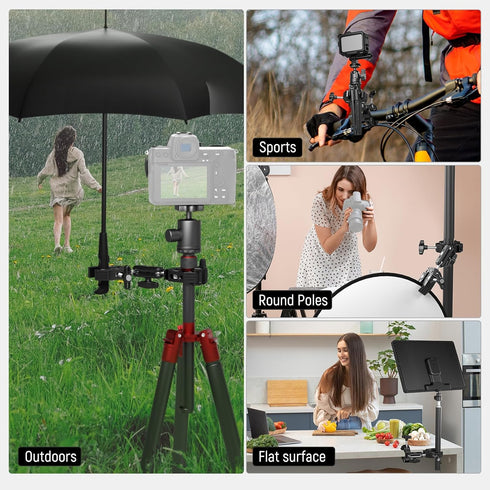 NEEWER Double Super Clamp Camera Mount with Magic Arm, Cold Shoes for Photography Reflector, Light Stand, and