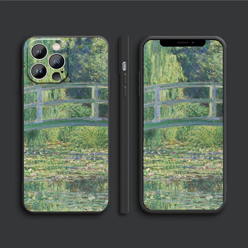 iPhone 14 Plus Protective Case, Water Lilies and Japanese Bridge by Monet Green Modern Fine Art Cover