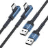 USB C Cable Right Angle, 2-Pack 1.6ft USB A to USB C Charger Cable 90 Degree Braided Fast Charging Cord for iPhone