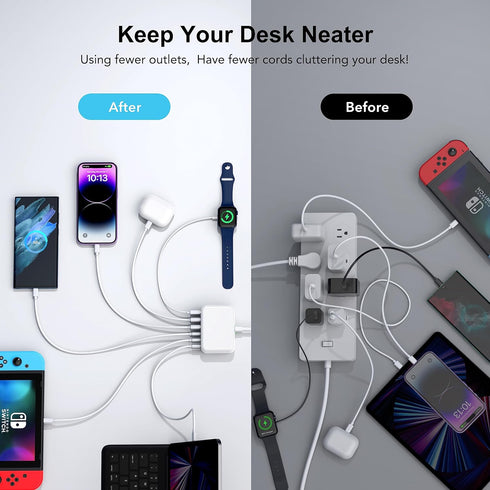 USB C Fast Charger, 100W GaN 6 Port Type USB C Charging Station Hub, Wall Charger for iPad iPhone 15 14 13 12