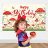 Mocsicka 70.8x43.3 inch) Mushroom Birthday Banner Backdrop Red Mushroom Birthday Party Banner Mushroom Birthday Party