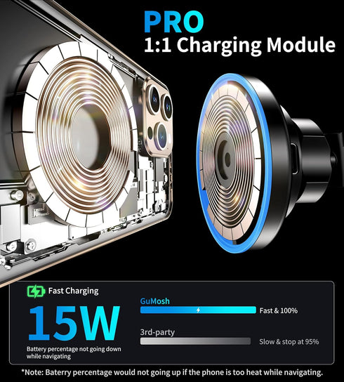 MagSafe Car Mount Charger - Wireless Car Charger with LED Light for Night Align, Strong Magnetic Holder