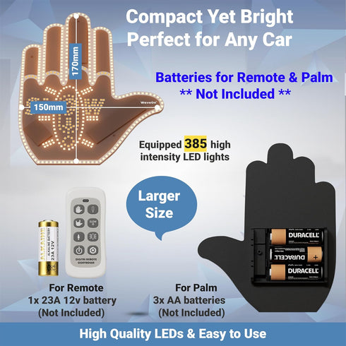 6 Communicate WaveOn Ultra Gestures LED Display Fun Finger Car Light with Remote | with Other Drivers | Glogesture LED