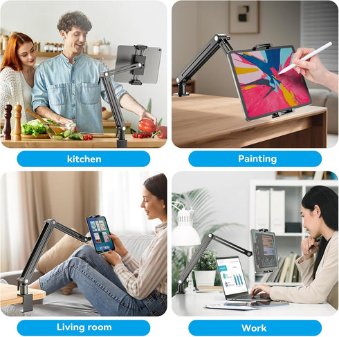 Jakeko 15.6" 360 Adjustable Portable Monitor Stand - Rotating Base Tall Tablet Desk Arm Holder Stand for iPad