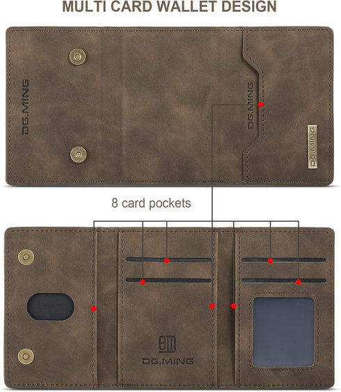 SZHAIYU 2 in 1 Detachable Back Cover Wallet Case for iPhone 13 Pro Max, Slim Leather Pocket, 6.7'' (Coffee)
