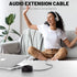 4ft 3.5mm Extension Cable (2 Pack) - Male to Female Stereo, Gold Plated, OFC Core, Hi-Fi Sound, Black with 5 Cable Ties.