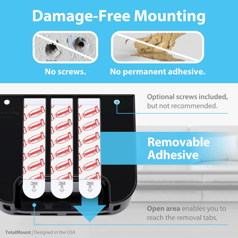 TotalMount 2 3 2) Hole-Free Remote Holders Eliminate Need to Drill Holes in Your Wall (for or Remote Controls Black