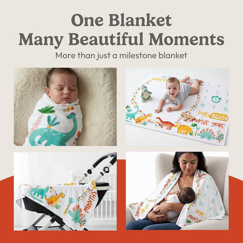 60"x40" Set Bliss n' Baby Monthly Milestone Blanket for Baby Boys & Girls - - Wrinkle Free Newborn Age Month Blanket