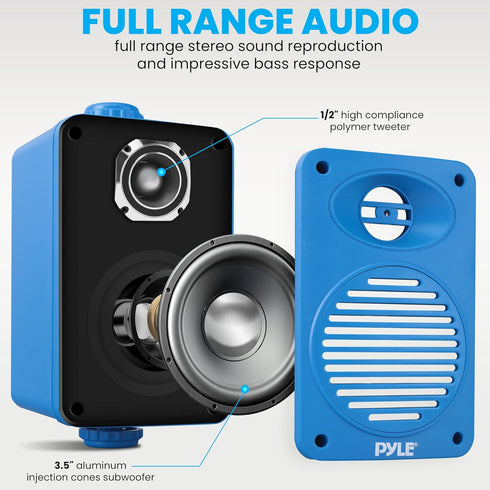 Pyle Pair of Indoor Outdoor Speakers - 200 Watt Dual Waterproof 3.5” 2-Way Speaker System for Home, Boat, Marine, Deck,