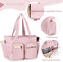 Teacher Tote Bag for Women, Large Utility Bag with Laptop Compartment, Pink (Empty Bag, Patent Design)