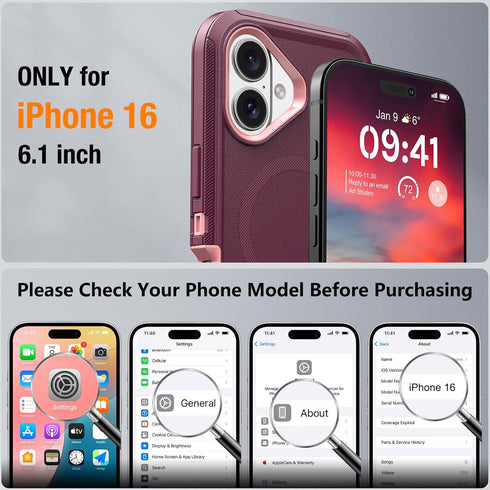 TUTUKII 16 3-Layer 6.1", Compatible with iPhone Case with Screen Protector, Shockproof, Compatible with MagSafe, Drop