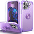IDweel iPhone 15 Pro Max Case: 2-in-1 Shockproof with Screen Protector, 360° Ring Holder, Camera Lens Protector, Purple.
